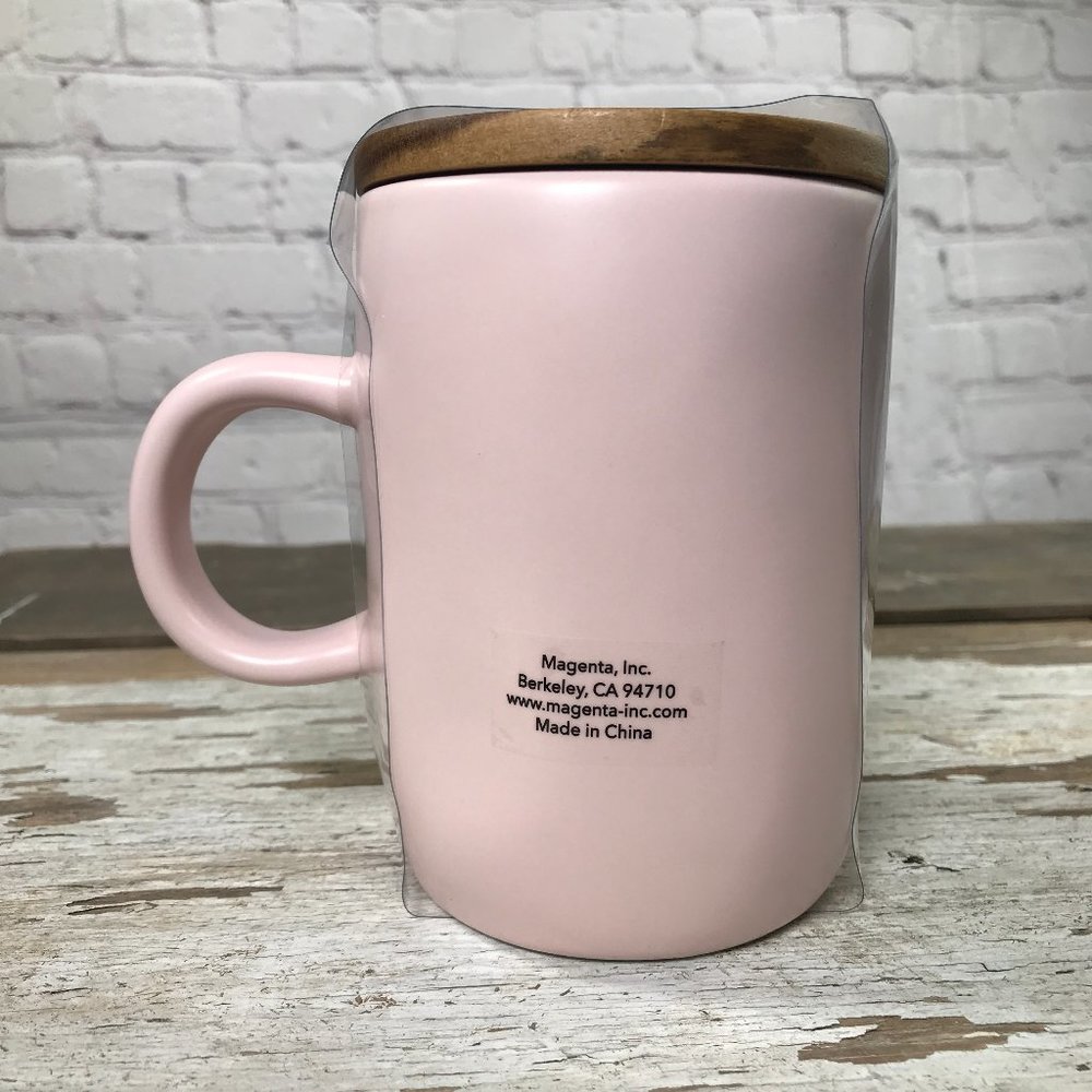 Rae Dunn Pink PEEP'S SAKE LL Mug w/ Wood Topper - Picture 8 of 10